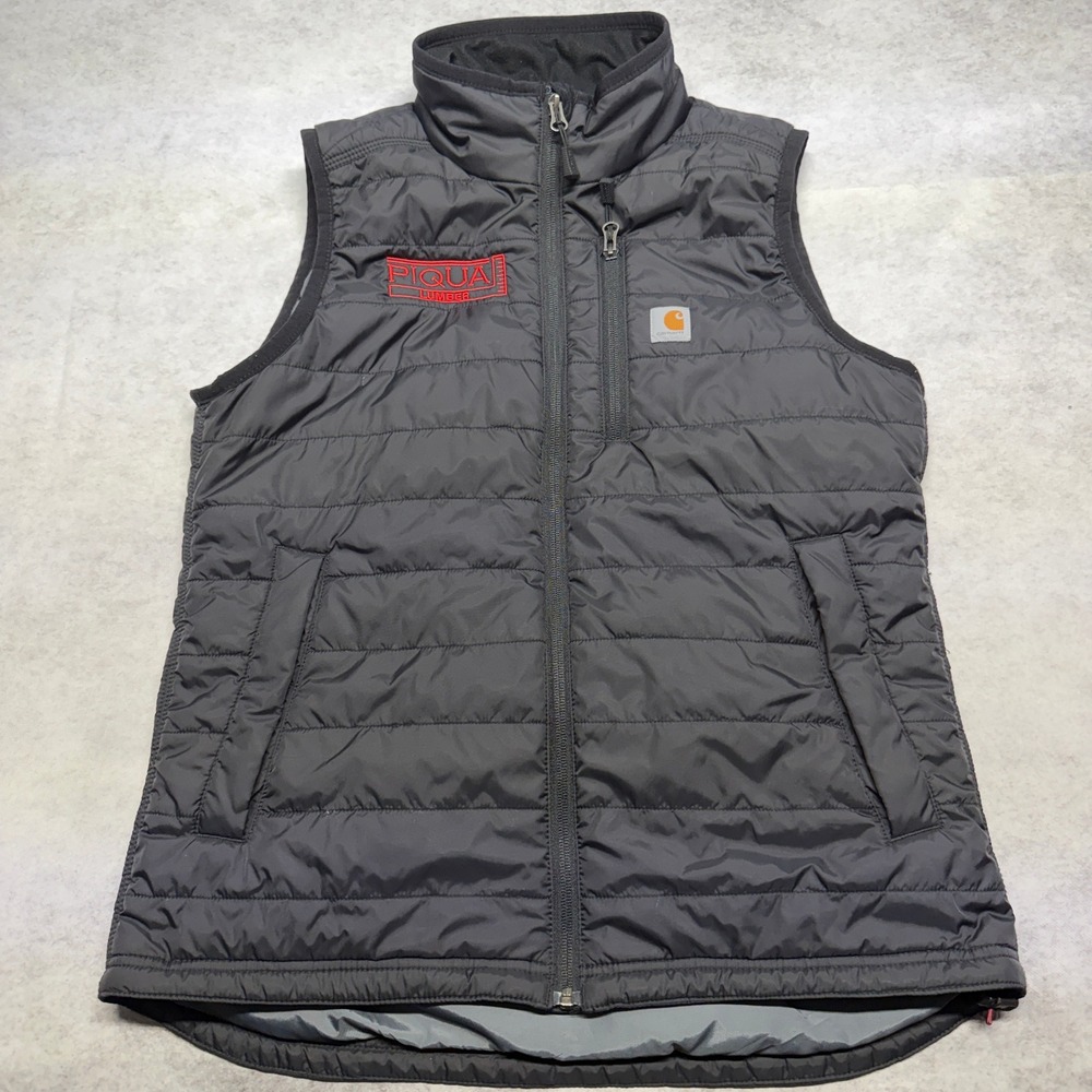 Carhartt Gilliam Puffer Vest Kids M 8-10 Black Quilted Relaxed Fit LOGO OV2286-W